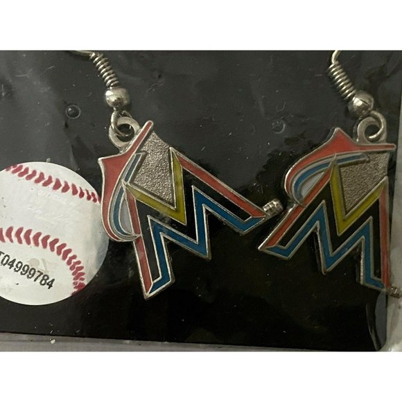 Miami Marlins Logo Dangle Earrings Marlins Fans - Picture 10 of 12